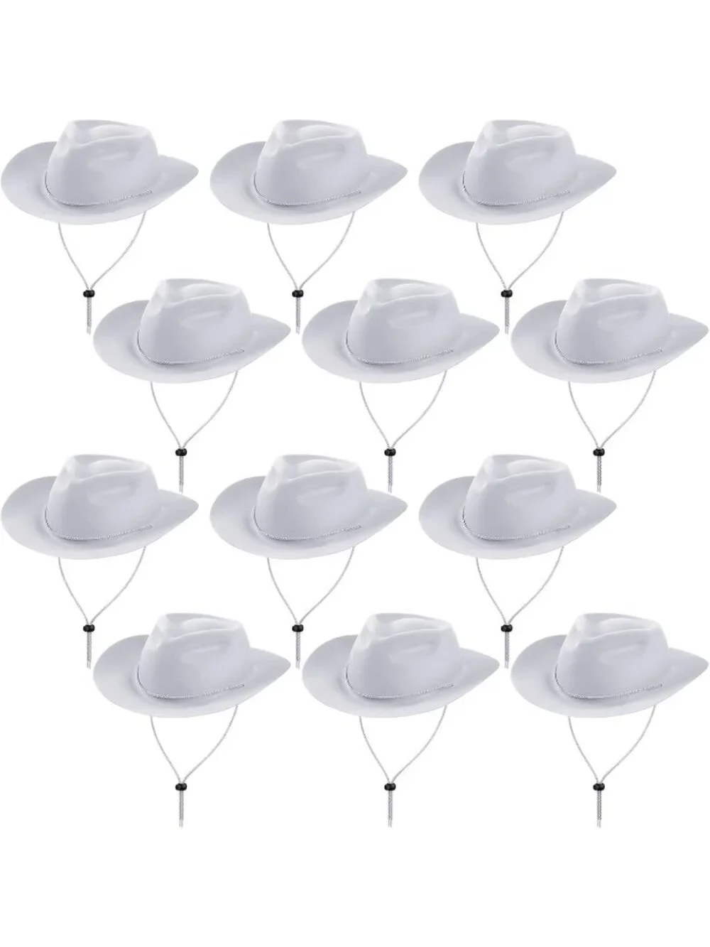 Men's White Plastic Felt Wide Brimmed Western Cowgirl Cowboy Hat 12 Pieces